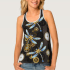 Steampunk Dragonflies on brown striped background