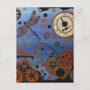 steampunk dragonfly postcard