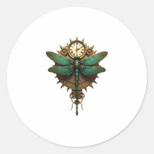 Steampunk Dragonfly Victorian Art Mechanical Steam Classic Round Sticker