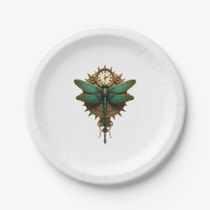 Steampunk Dragonfly Victorian Art Mechanical Steam Paper Plate