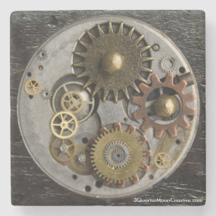 SteamPunk Drink Coaster, Marble Coaster, Steampunk Stone Coaster