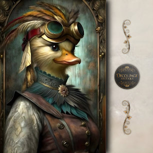 Steampunk Duck – Whimsical Vintage Decoupage Tissue Paper