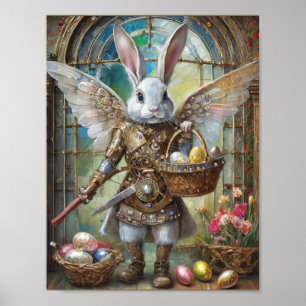 Steampunk Easter Bunny Warrior Angel Poster