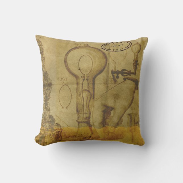Steampunk Edison Light Bulb Great Father's Day Outdoor Pillow (Front)