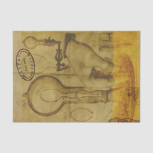 Steampunk Edison Light Bulb Patent Office Tissue Paper