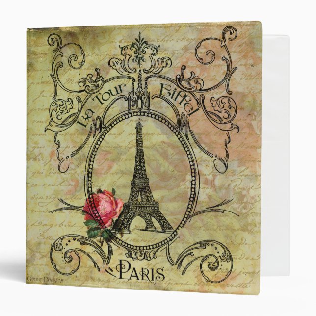 Steampunk Eiffel Tower La Tour Eiffel Binder (Front/Inside)