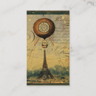 Steampunk Eiffel Tower Profile Business Cards