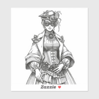 Steampunk Elegance: Intricate Black & White Fashio