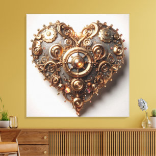 Steampunk Elegant Clockwork Gear Heart Canvas Print