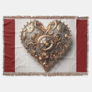 Steampunk Elegant Clockwork Gear Heart Throw Blanket