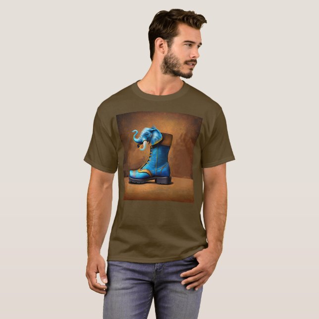 Steampunk Elephant Boot homme brun T-shirt (Devant entier)