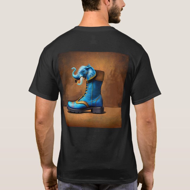 Steampunk Elephant Boot men black T-shirt back (Back)