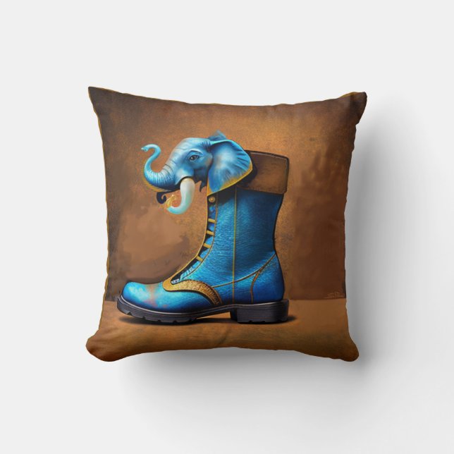 Steampunk Elephant Boot square throw pillow (Front)
