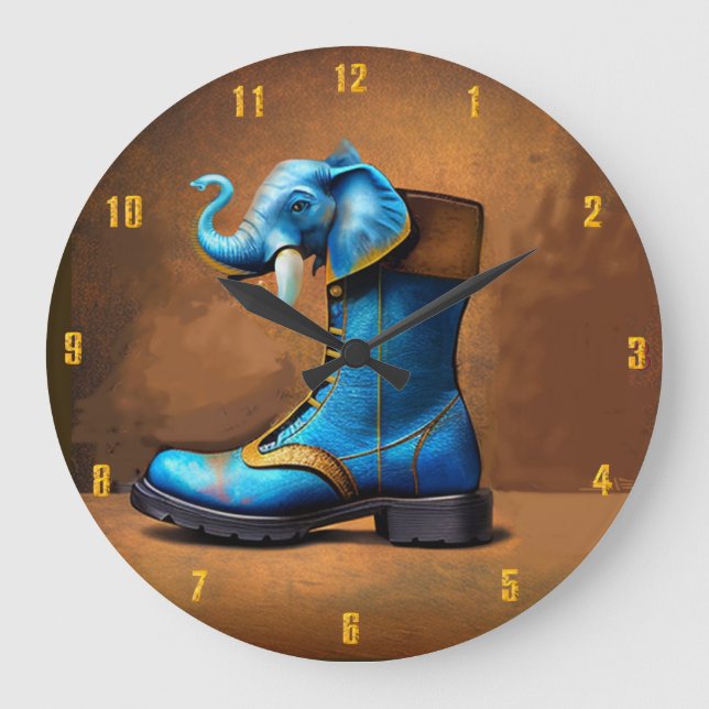 Steampunk Elephant Boot wall clock (Front)