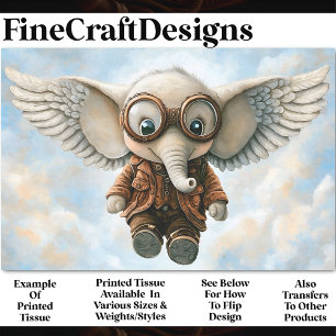 Steampunk Elephant With Ear Wings AV6 Decoupage Tissue Paper