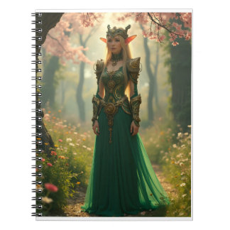 Steampunk Elven Princess in a Spring Garden Notebook