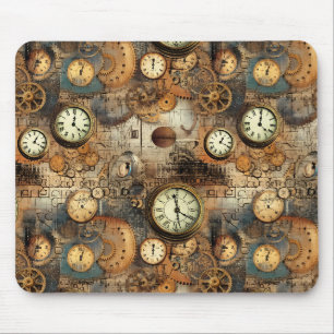 Steampunk Engineering Blueprint Brown Brass Mouse Pad