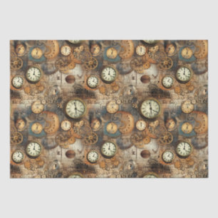 Steampunk Engineering Blueprint Brown Brass Tissue Paper