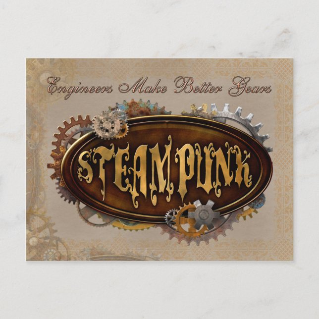 Steampunk Engineers Gears Postcard (Front)