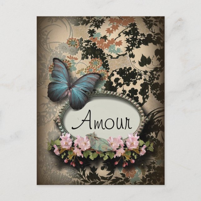 steampunk Ephemera floral Butterfly victorian Postcard (Front)
