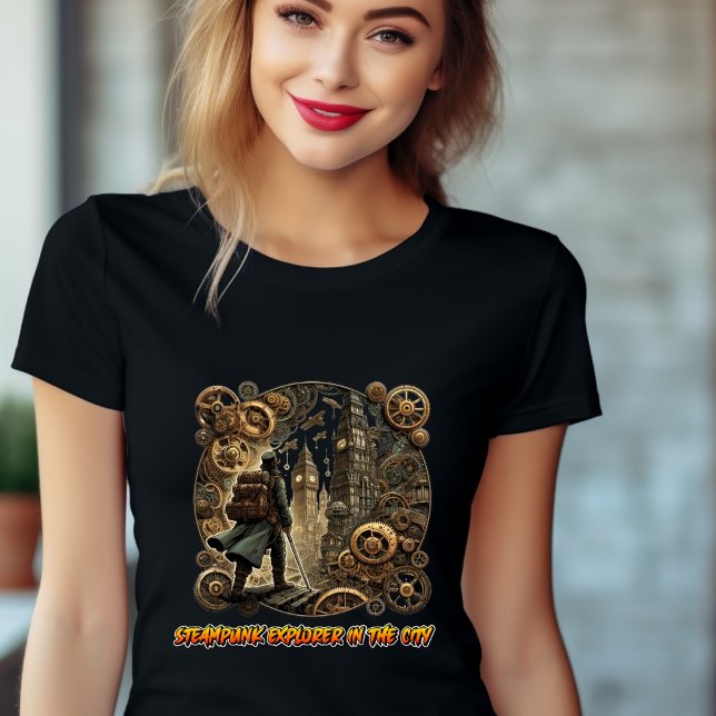 Steampunk Explorer dans la City of Gears T-Shirt (Créateur téléchargé)