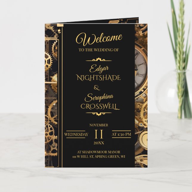 Steampunk Extravaganza Vintage Wedding Program (Front)