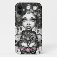 STEAMPUNK FAIRY BEAUTY BLACK WHITE DIGITAL ART