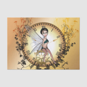 Steampunk fairy on a clock tissue paper