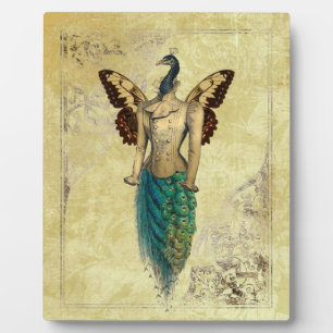 Steampunk Fantasy Peacock Gold Plaque