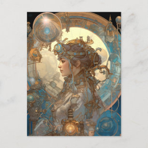 Steampunk Fantasy Sci-Fi Art Nouveau Lady Postcard