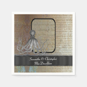 Steampunk fantasy vintage kraken napkin