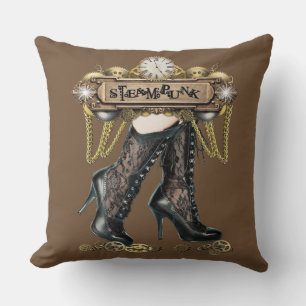Steampunk-fashion decor throw pillow