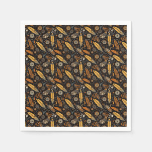 Steampunk feather and gears napkin