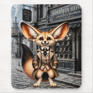 Steampunk Fennec Fox Gentleman at Hatter Shop Mouse Pad
