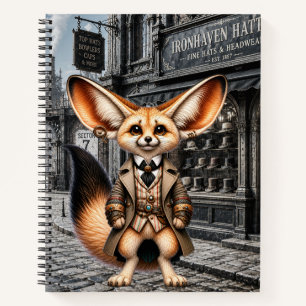 Steampunk Fennec Fox Gentleman at Hatter Shop Notebook