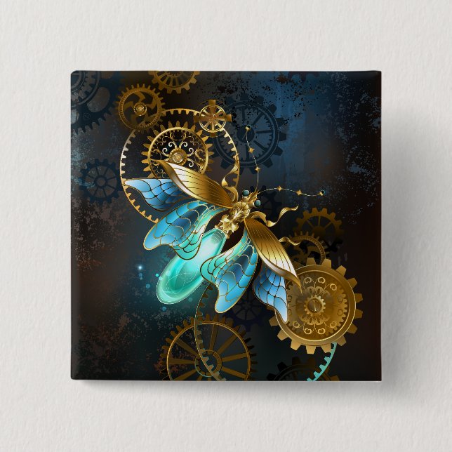 Steampunk Firefly 2 Inch Square Button (Front)