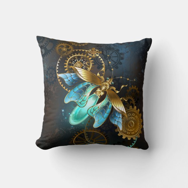 Steampunk Firefly Throw Pillow (Front)