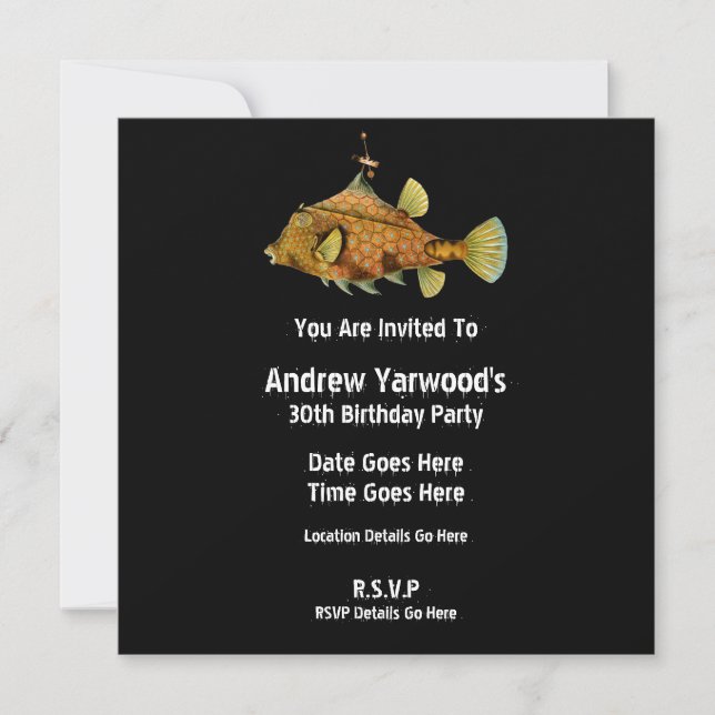Steampunk Fish Party Invitation (Front)