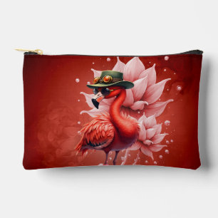 Steampunk Flamingo – Fantasy Digital Artwork  Accessory Pouch