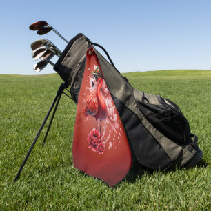 Steampunk Flamingo – Fantasy Digital Artwork Golf Towel