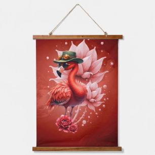 Steampunk Flamingo – Fantasy Digital Artwork Hanging Tapestry