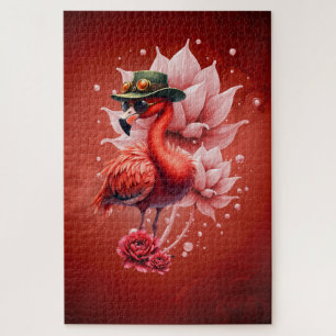 Steampunk Flamingo – Fantasy Digital Artwork Jigsaw Puzzle