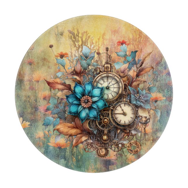 Steampunk Floral Cutting Board (Front)