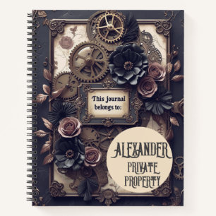 Steampunk Floral Gears Writing Journal