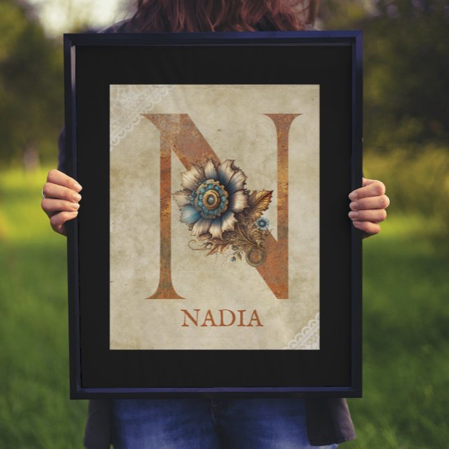 Steampunk Floral Letter N Poster (Creator Uploaded)