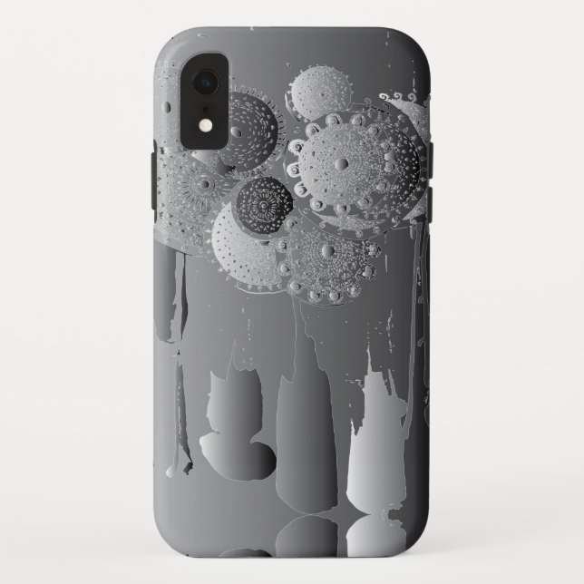 Steampunk Floral Metal Grey Case-Mate iPhone Case (Back)