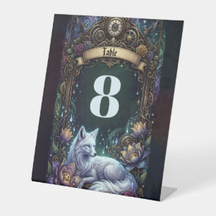 Steampunk Fox Wedding Frame. Pedestal Sign