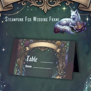 Steampunk Fox Wedding Frame. Place Card