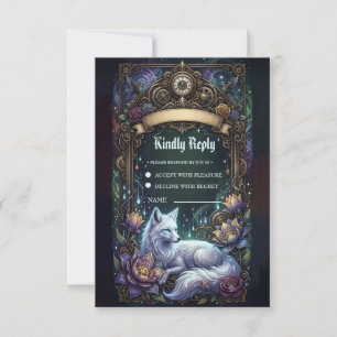 Steampunk Fox Wedding Frame. RSVP Card