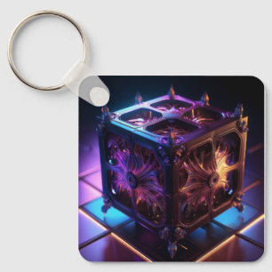Steampunk Fractal Reflective Music Box Keychain
